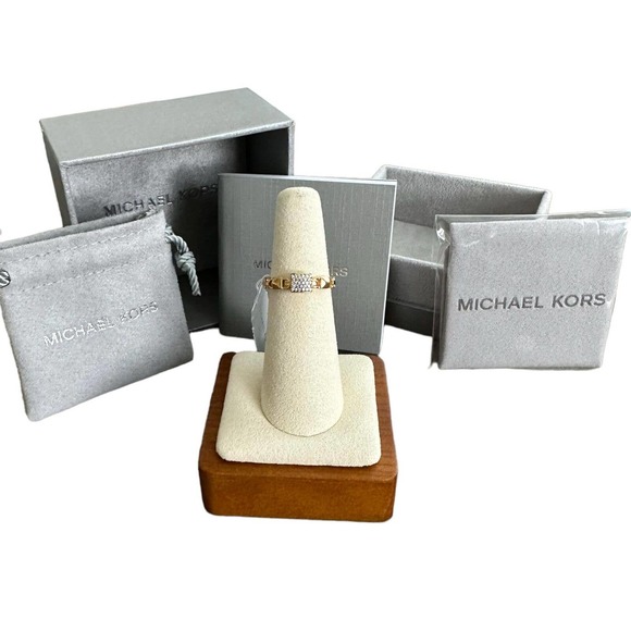 Michael Kors Mercer Link Sterling Silver Ring in 14K Gold-Plated Sterling Silver - Picture 1 of 9